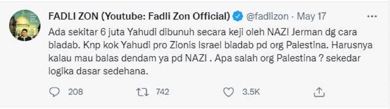 Unggahan Fadli Zon.