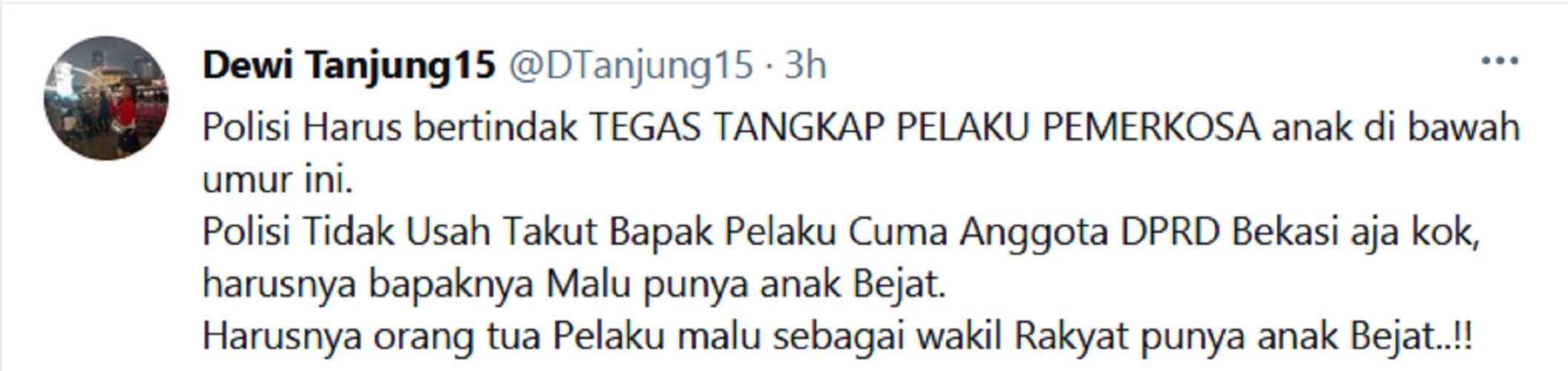 Viral Anak Anggota DPRD Kota Bekasi Setubuhi ABG, Dewi Tanjung: Harusnya Bapaknya Malu Punya Anak Bejat
