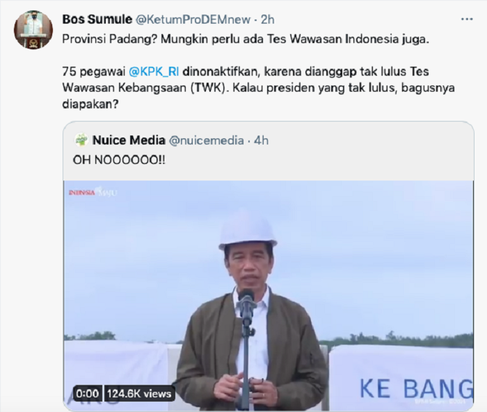 Ketua Majelis Jaringan Aktivis ProDem, Iwan Sumule mengomentari pernyataan Presiden Jokowi yang keliru sebut Provinsi Padang.