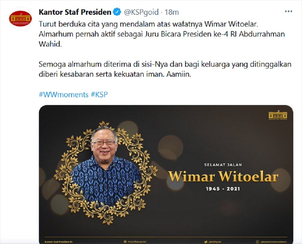 Kantor Staf Presiden Sampaikan Berita Duka, Wimar Witoelar Jubir Presiden Gus Dur Wafat