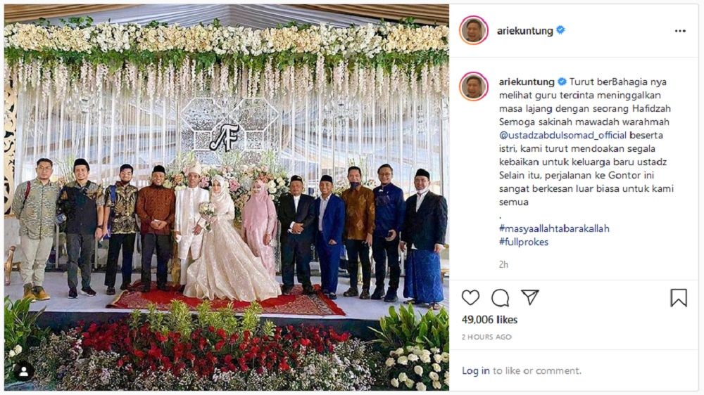 Ustadz Abdul Somad Gelar Resepsi Pernikahan, Netizen Komentari Riasan Istrinya