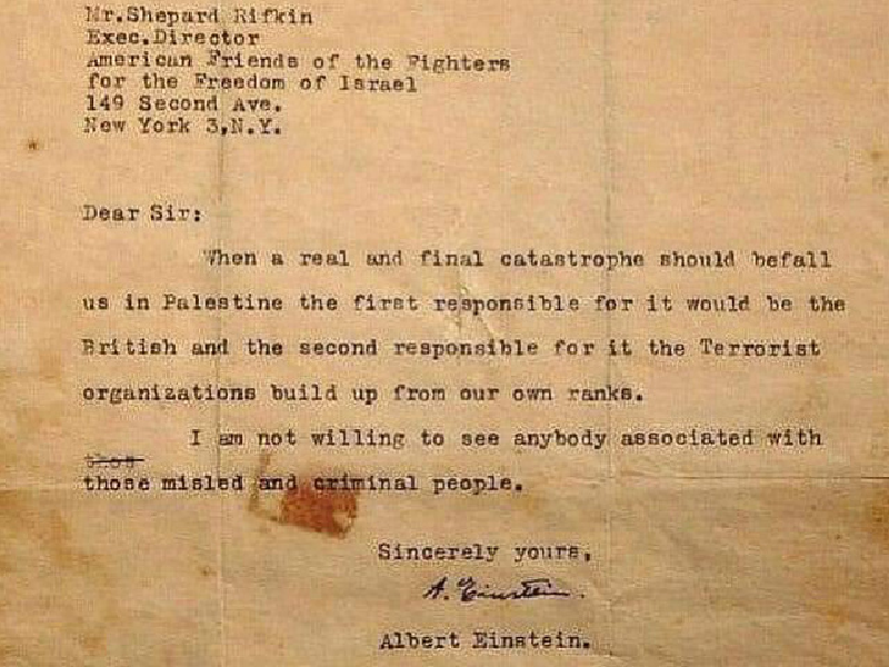 Surat berharga Albert Einstein yang berisi tentang bahaya gerakan Zionis terhadap pendirian negara Israel di tanah Palestina beredar di media sosial dengan nilai hampir Rp21.5 juta.