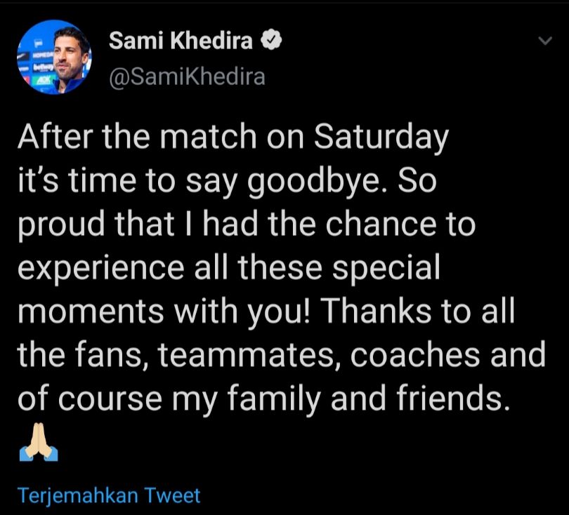 Cuitan pamit Sami Khedira dari dunia sepak bola