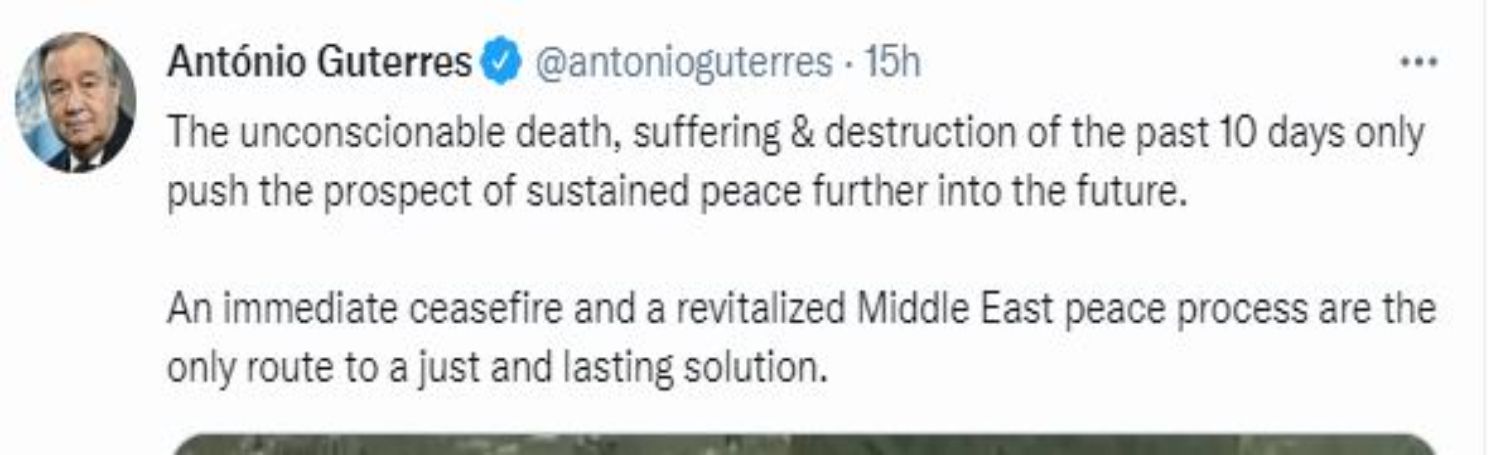 Cuitan Antonio Guterres terkait pertempuran di Gaza.