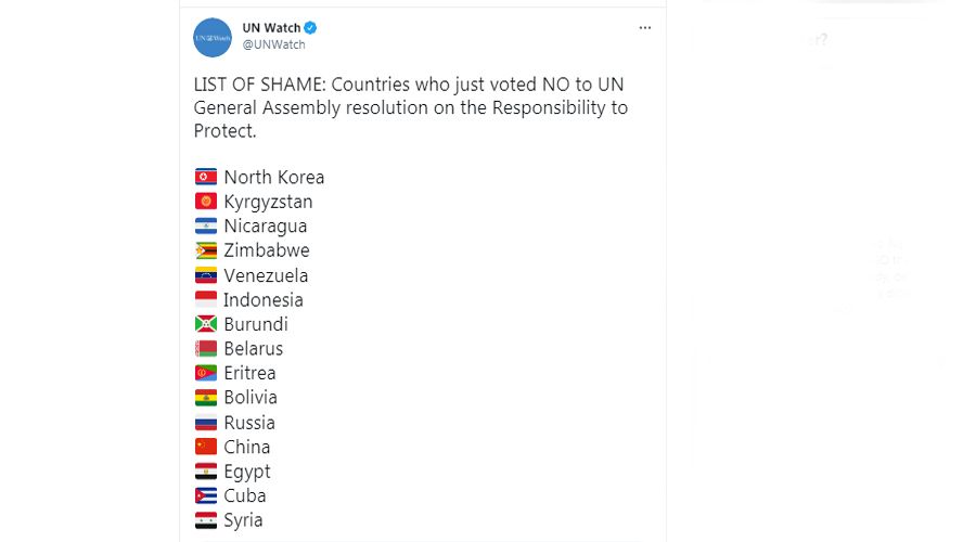 daftar negara yang 'memalukan' menurut akun twitter @UNWatch