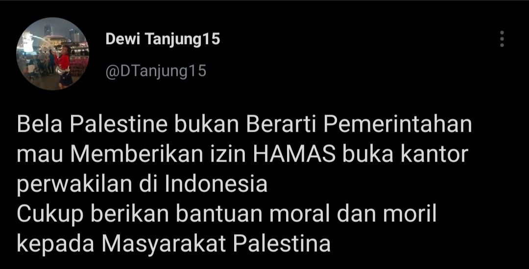 Cuitan Dewi Tanjung yang merespons pemerintah diminta untuk izinkan Hamas buka Kantor Perwakilan di Indonesia.