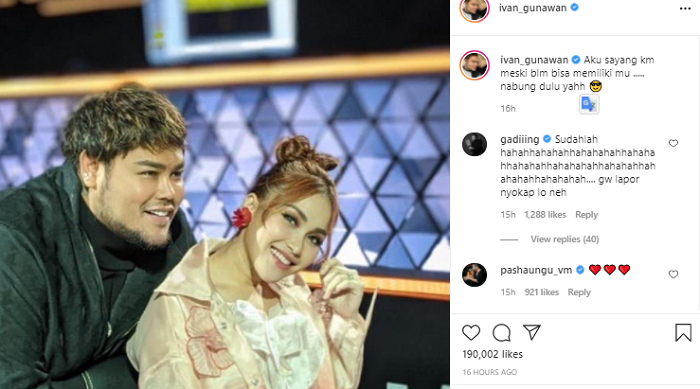 Ivan Gunawan kembali mengungkapkan rasa sayangnya kepada janda satu anak, Ayu Ting Ting lewat unggahan di akun Instagram pribadinya.*