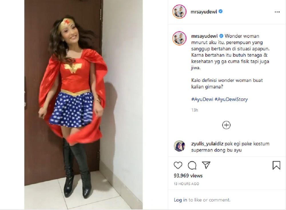 Tampil Cantik Pakai Kostum Wonder Woman, Ayu Dewi Sebut Wanita Harus Bertahan, Netizen: Terbang Dong Bu
