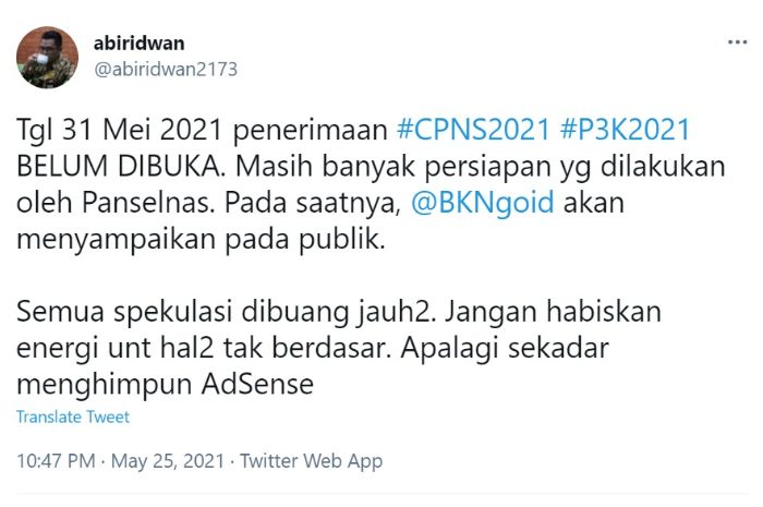 Seleksi Cpns 2021 Diundur Berikut Klarifikasi Resmi Kepala Bkn Mohammad Ridwan Media Magelang
