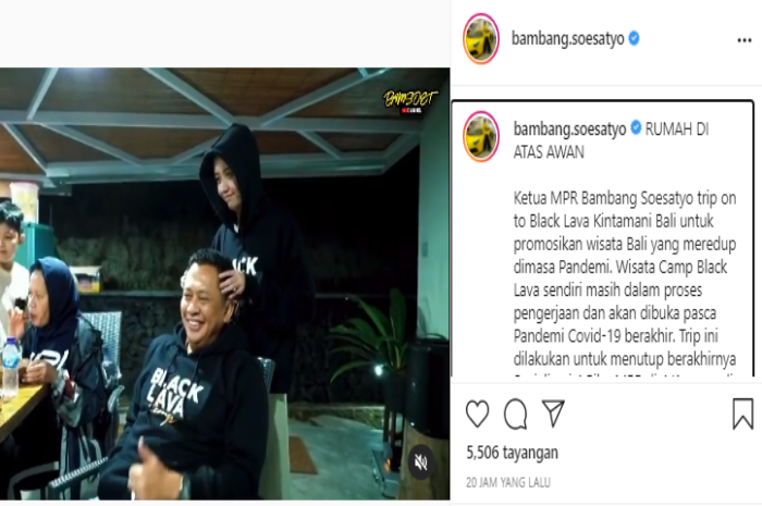 Unggahan Ketua MPR RI Bambang Soesatyo saat berlibur di dearah Kintamani, Bali.