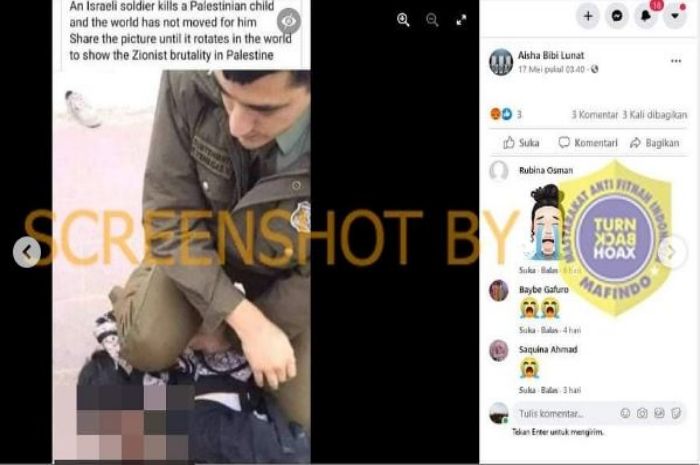 Sebuah foto beredar di media sosial, yang mengklaim tentara Israel membunuh anak muda Palestina. Ini faktanya.