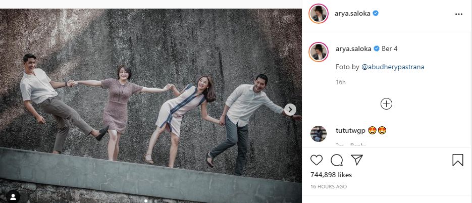 Arya Saloka mengunggah foto empat pemain Ikatan Cinta.