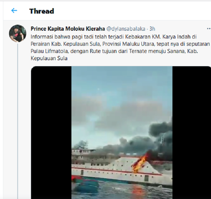 Hasil tangkap layar akun Twitter Prince Kapita Moluku Kaeraha