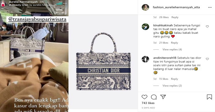  Tak kalah dari Nagita Slavina, Aurel Hermansyah gunakan Tas Christian Dior hanya untuk bawa guling!