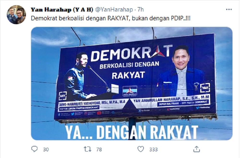Demokrat Blak-blakan Tolak Koalisi dengan PDIP, Yan Harahap: Kami Berkoalisi dengan Rakyat!