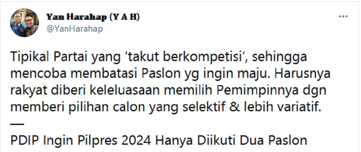 PDIP Desak Pilpres 2024 Hanya Diikuti 2 Paslon, Politikus Demokrat: Tipikal Partai Takut Berkompetisi