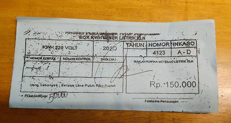 Kuitansi yang diberikan pelaku di Hegar Kopi, Kota Bandung, Selasa 1 Juni 2021