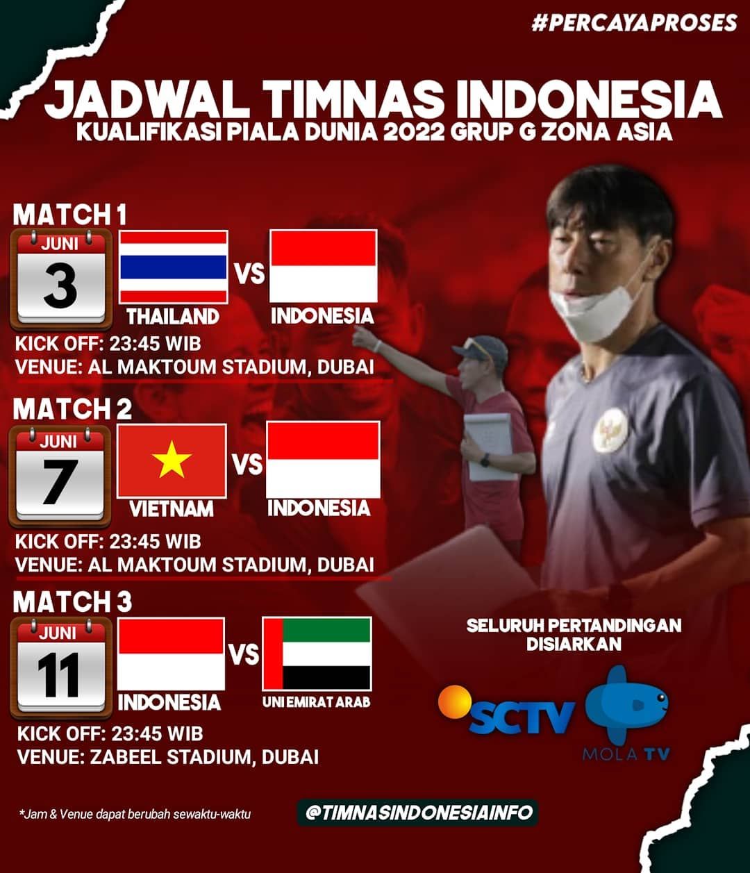 Kualifikasi Piala Dunia 2022 Jadwal Pertandingan Timnas Indonesia vs