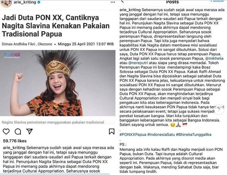 Arie Kriting berikan komentar terpilihnya Nagita menjadi Duta PON XX.