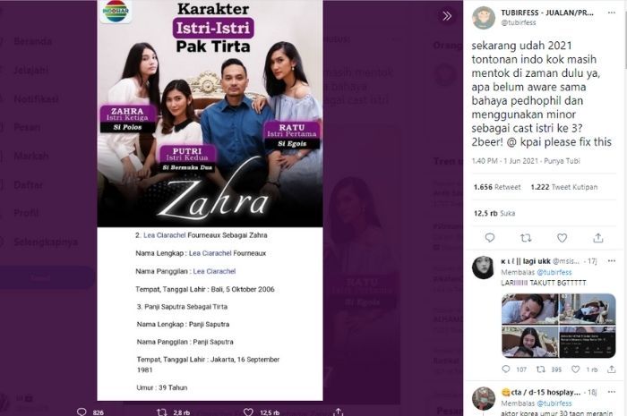 Netizen ramai-ramai menyoroti tokoh Zahra yang diperankan oleh Lea Ciarachel dalam sinetron Suara Hati Istri yang baru berusia 16 tahun.*