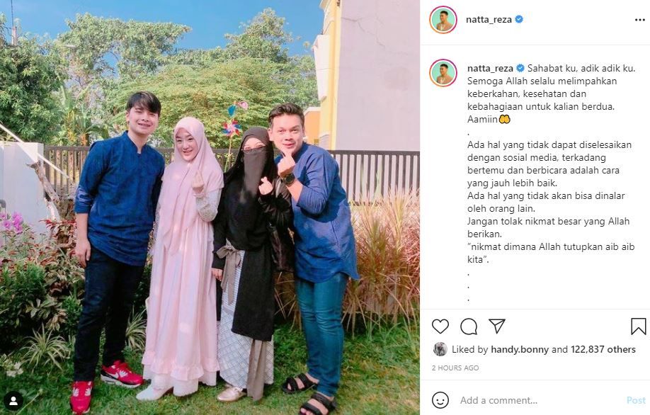 Natta Reza meminta Alvin Faiz dan Larissa Chou untuk bertemu dan mengkomunikasikan rumah tangganya dengan baik, daripadi lewat media sosial.*