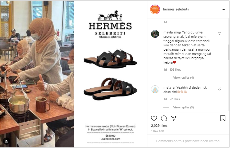 Lesti Kejora kembali terpergok menggunakan sandal teplek mewah milik brand Hermes dan membuat netizen terharu.