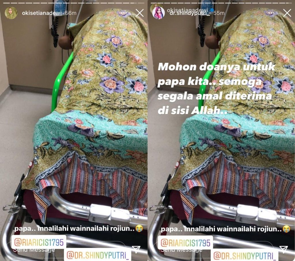 Unggahan Instagram story Oki Setiana Dewi dan Shindy Kurnia Putri.