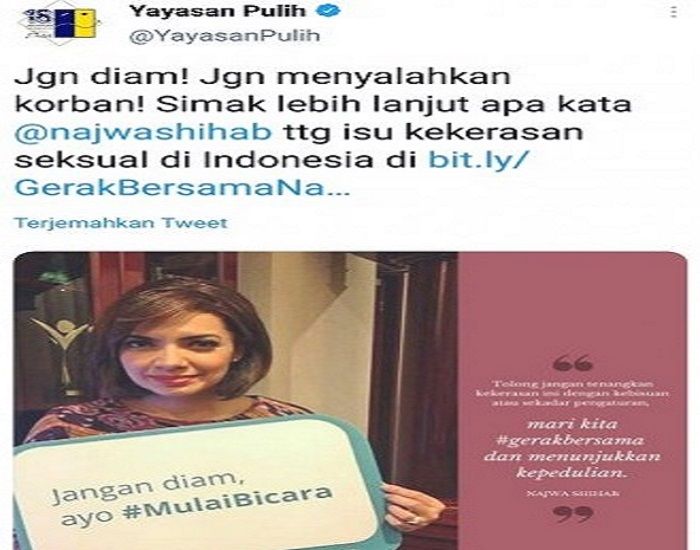 Kampanye Najwa Shihab soal isu kekerasan seksual di Indonesia.