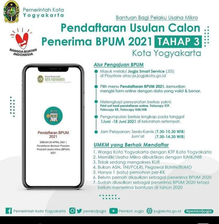 Car daftar BLT UMKM Tahap 3 secara online untuk dapat Bantuan BPUM Rp1,2 juta bagi pelaku usaha mikro di Yogyakarta.