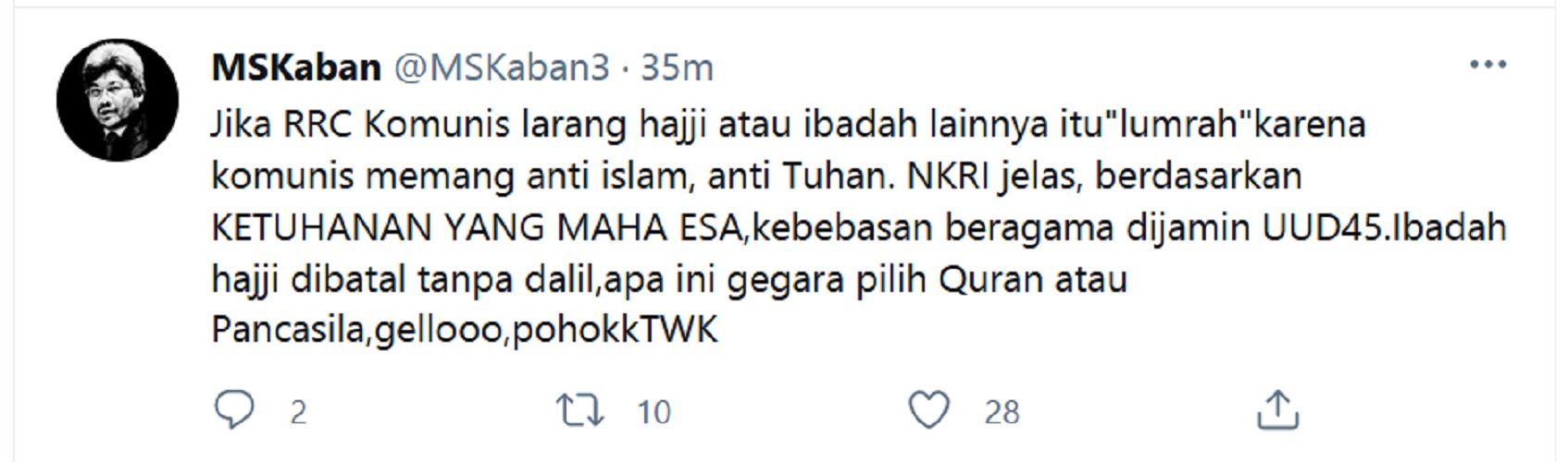 MS Kaban: Gegara pertanyaan Pilih Al Quran atau Pancasila, Jemaah Haji Batal Berangkat