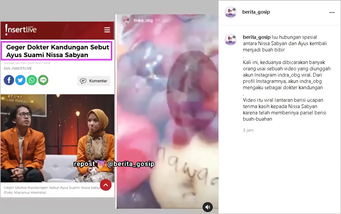 tangkapan layar postingan Instagram @berita_gosip