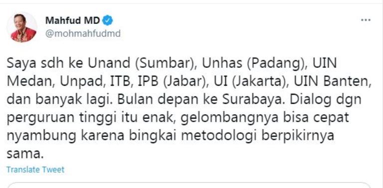 Mahfud MD Sebut UNHAS di Padang, Netizen : Bukanhya di Makassar, Emang Sudah Pindah ya ?