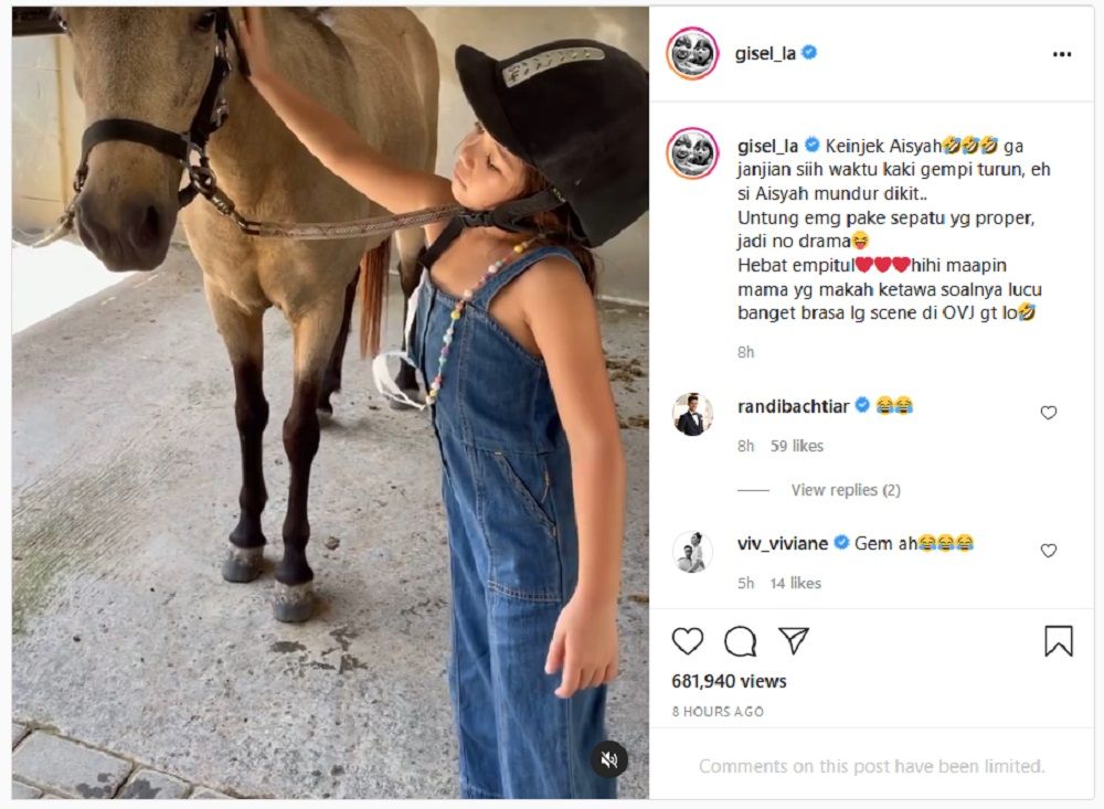Gisel Kembali Jadi Sorotan, Gegara Beri Nama Aisyah untuk Kuda Gempita, Netizen: Itu Nama Istri Nabi