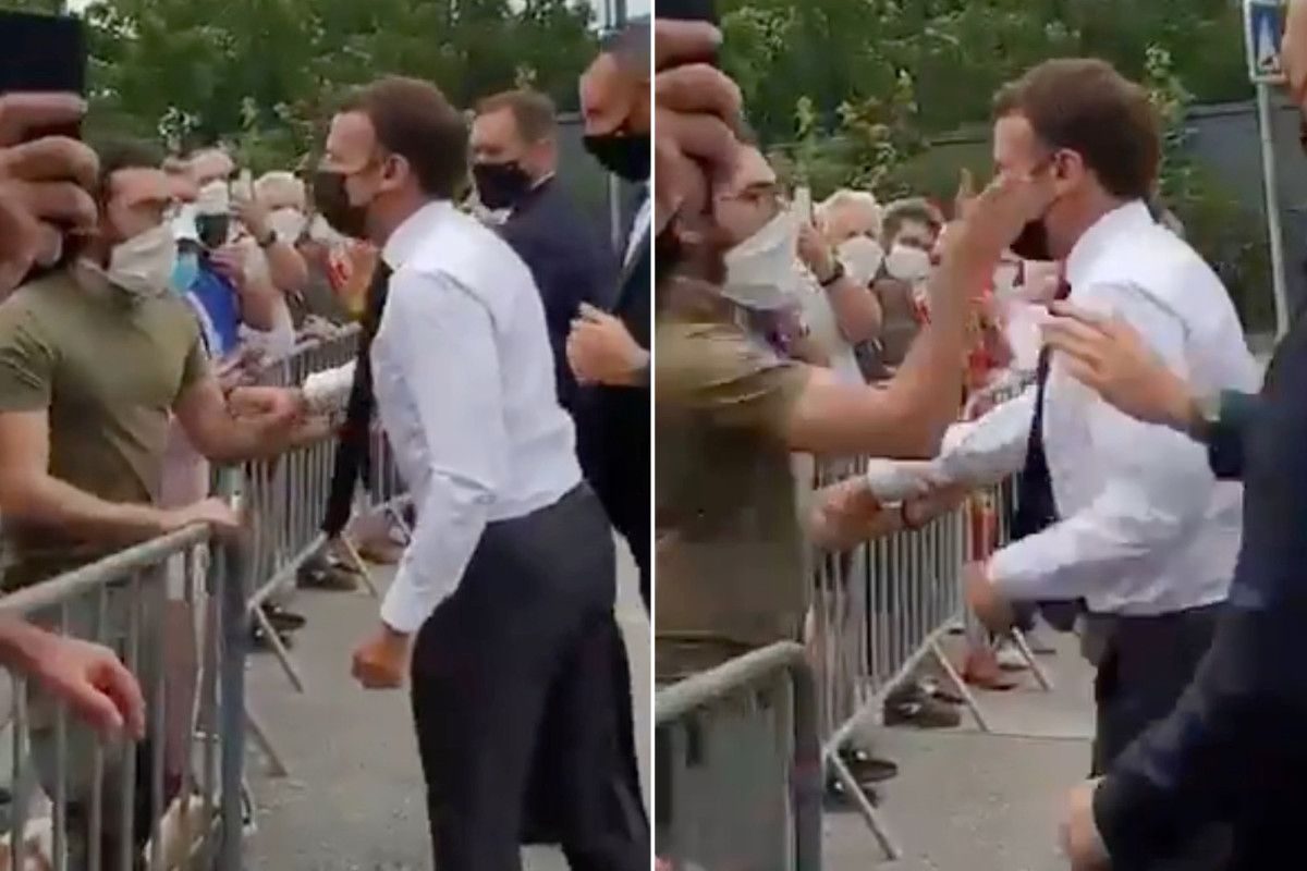 Presiden Prancis Emmanuel Macron tiba-tiba ditampar seorang pria gondrong saat ia melakukan kunjungan ke wilayah Prancis Selatan.