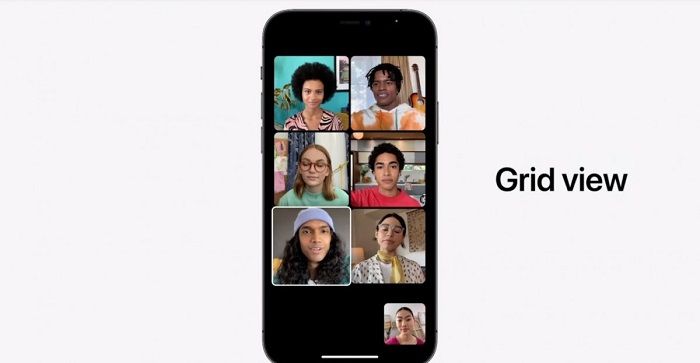 Tampilan grid untuk FaceTime pada Apple iOS 15