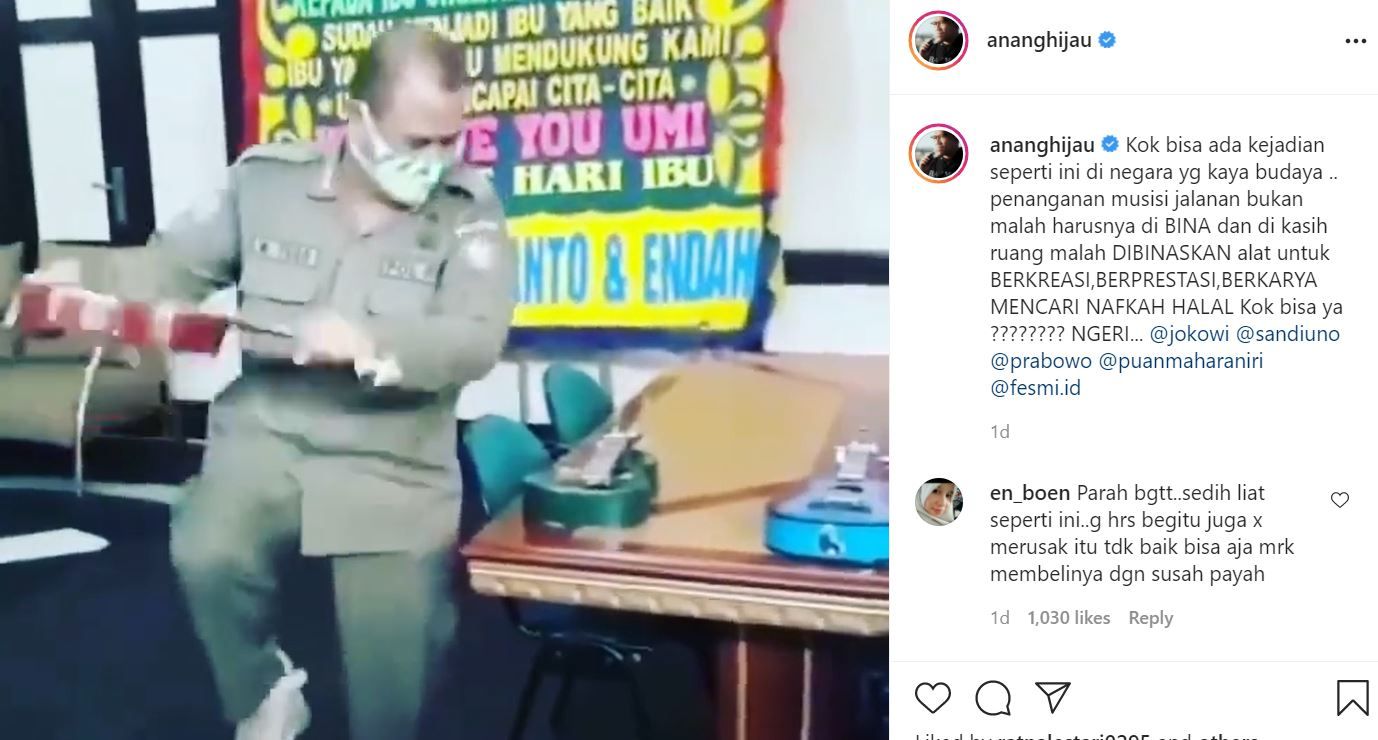 Anang Hermansyah menanggapi video Satpol PP Pontianak yang mematahkan ukulele milik pengamen dan anak jalanan.*