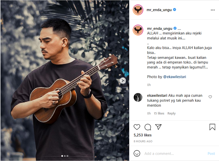 Hasil tangkap layar akun laman Instagram Mr Enda Ungu