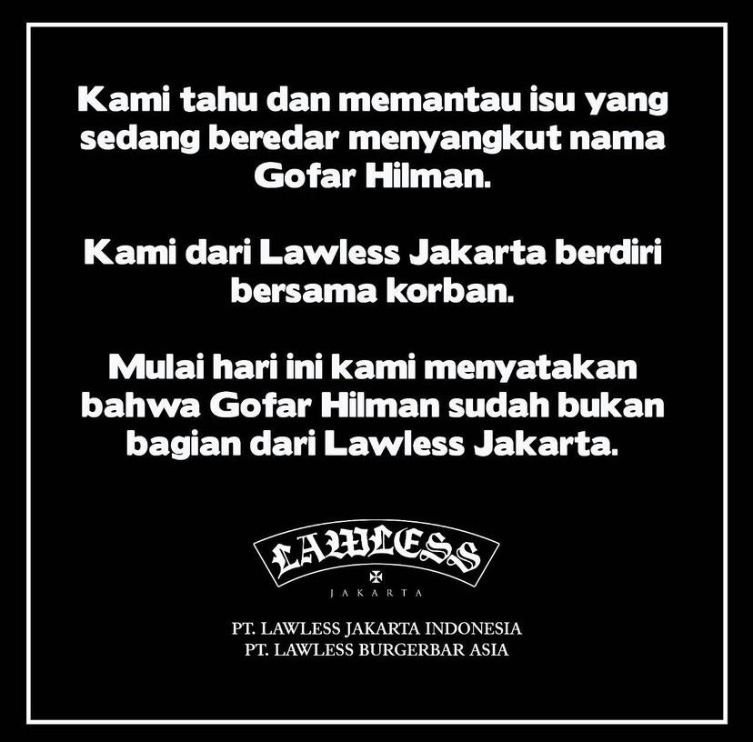 Pernyataan Lawless BurgerBar
