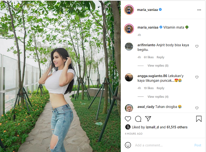 Hasil tangkap layar laman Instagram Maria Vania