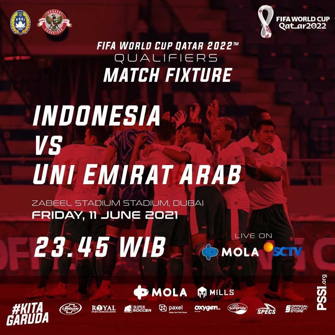 Indonesia akan bertanding melawan Uni Emirat Arab (UEA) malam ini dalam laga lanjutan Piala Duni 2022. /Instagram.com/@pssi