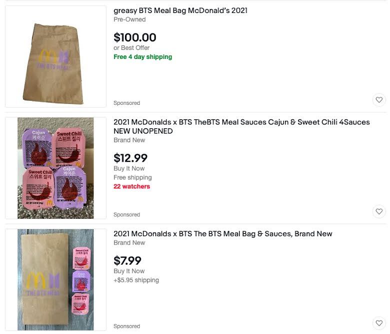 Lelang Kemasan BTS Meal di eBay