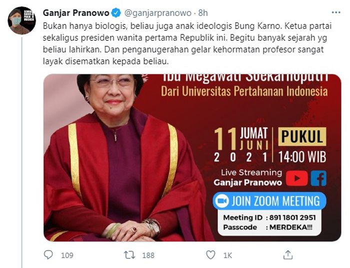 Ganjar Pranowo Puji Megawati Soekarnoputri
