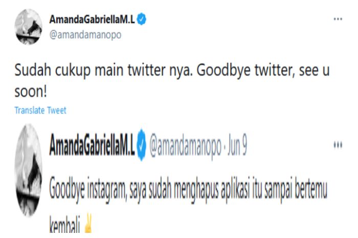 Unggahan Amanda Manopo yang menyebut akan berhenti bermain media sosial.