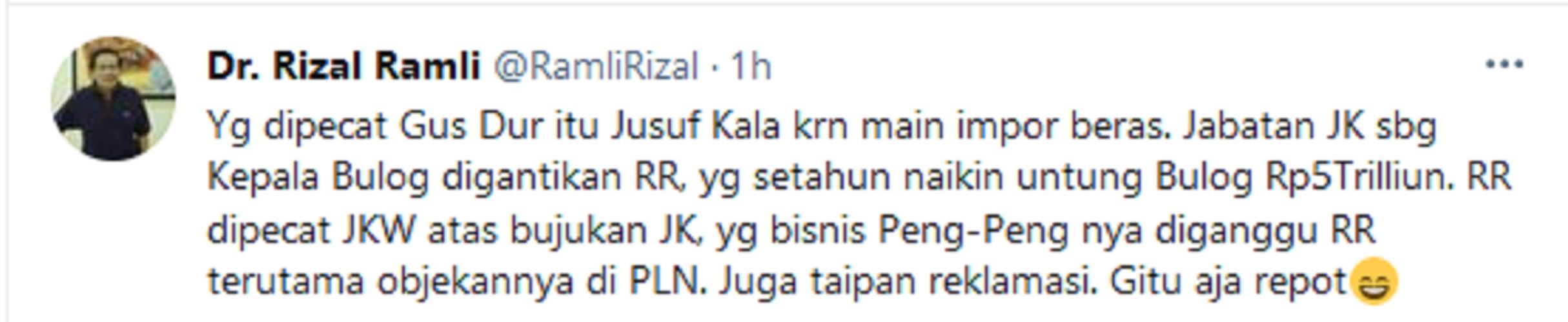 Rizal Ramli Sebut JK Dipecat Gus Dur, Jusuf Kalla: RR Kalau Marah Kita seperti Kebun Binatang