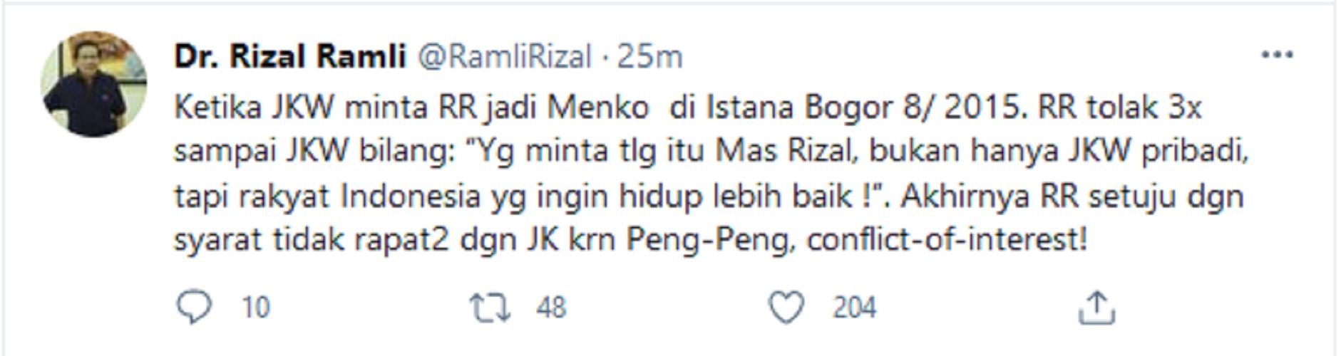 Blak-blakan, Rizal Ramli Sebut Jokowi yang Minta Dirinya Jadi Menteri: Ini Demi Rakyat yang Ingin Lebih Baik