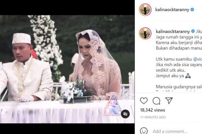 Video momen akad nikah Kalina Ocktaranny dengan Vicky Prasetyo.