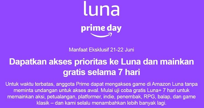 Amazon Luna akan memberikan akses gratis pada Prime Day.