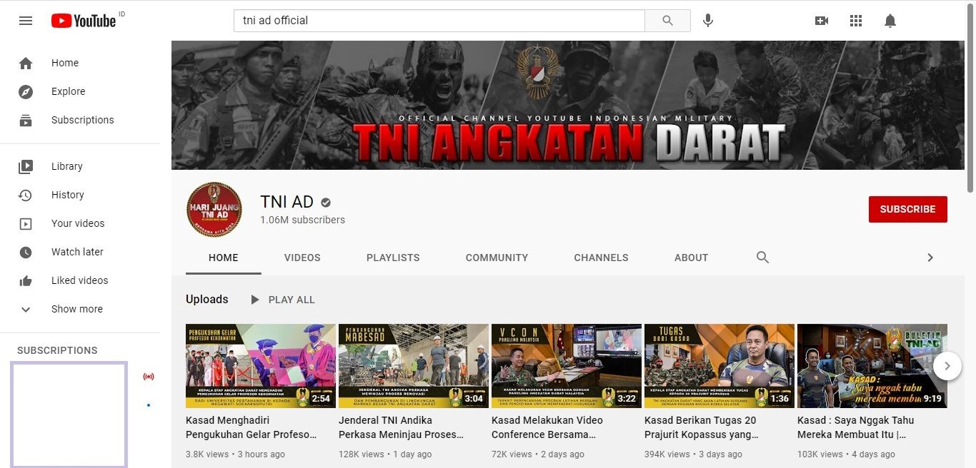 Tangkapan layar YouTube TNI AD