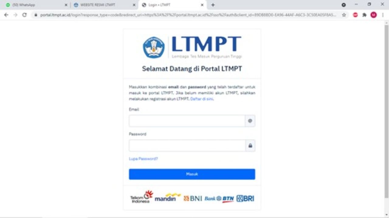 Laman pendaftaran LTPMT. 