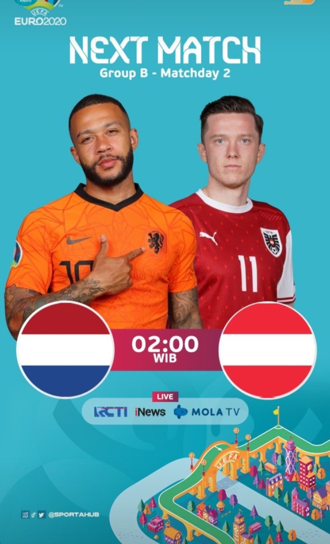 Potret poster pertandingan Belanda Vs Austria.